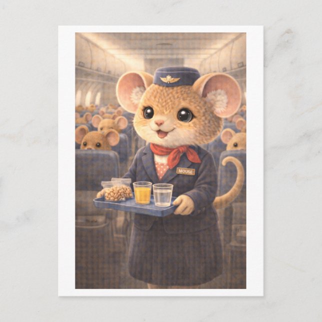 Postal Ratón de carrera como auxiliar de vuelo (Anverso)