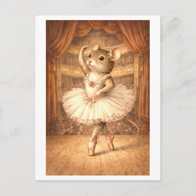 Postal Ratón de carrera como bailarina (Anverso)