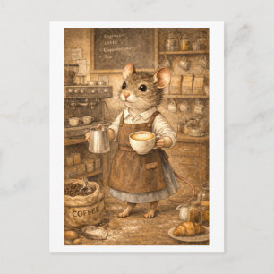 Postal Ratón de carrera como barista