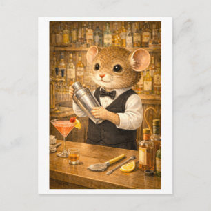Postal Ratón de carrera como barman
