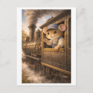 Postal Ratón de carrera como conductor de tren