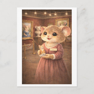 Postal Ratón de carrera como curador de galería de arte