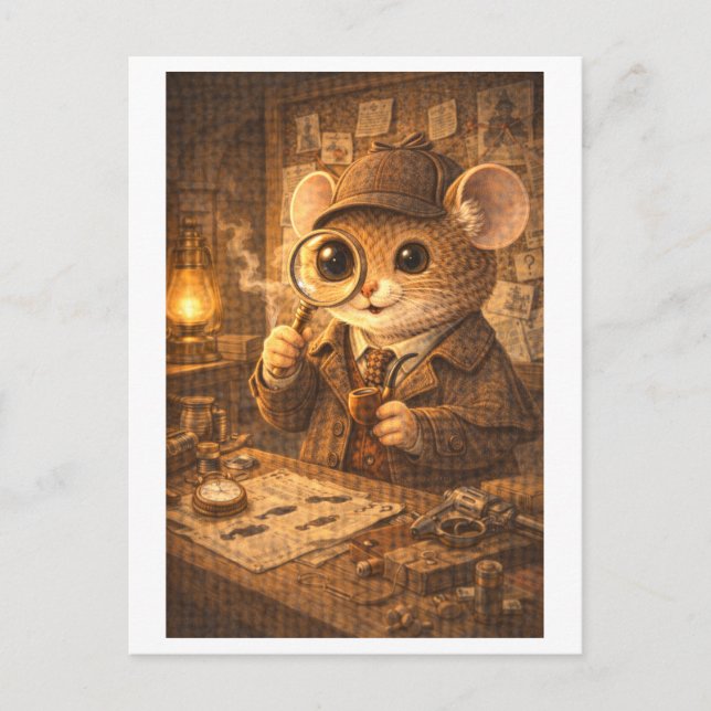 Postal Ratón de carrera como detective (Anverso)