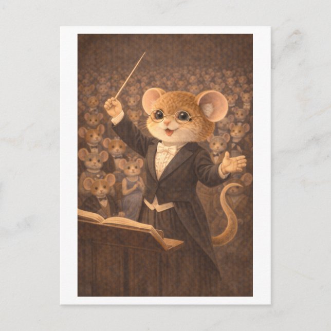 Postal Ratón de carrera como director de orquesta (Anverso)