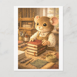 Postal Ratón de carrera como encuadernador de libros