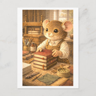 Postal Ratón de carrera como encuadernador de libros
