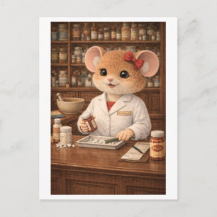 Postal Ratón de carrera como farmacéutico