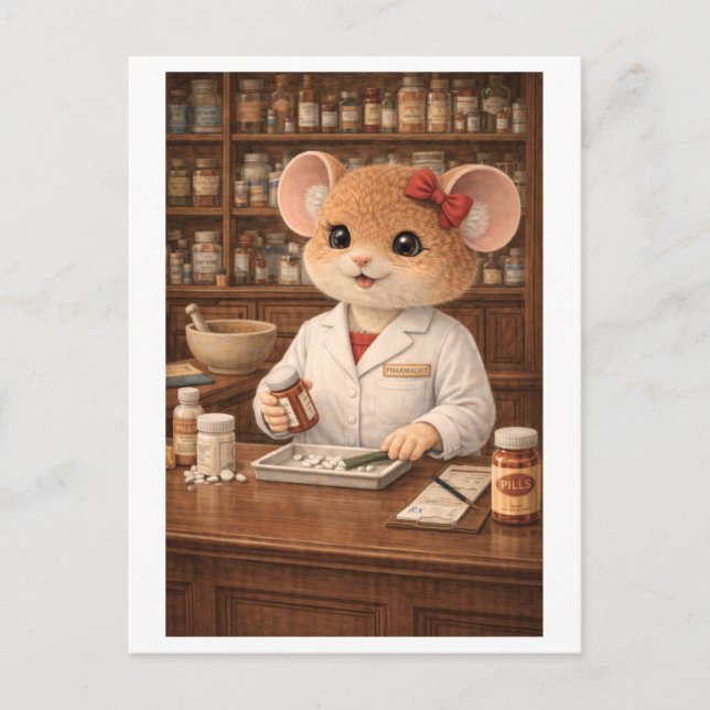 Postal Ratón de carrera como farmacéutico (Anverso)