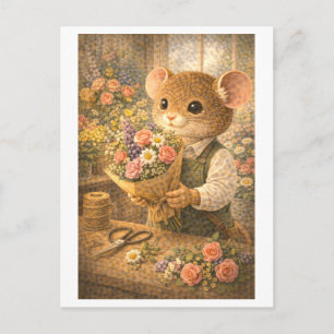 Postal Ratón de carrera como florista