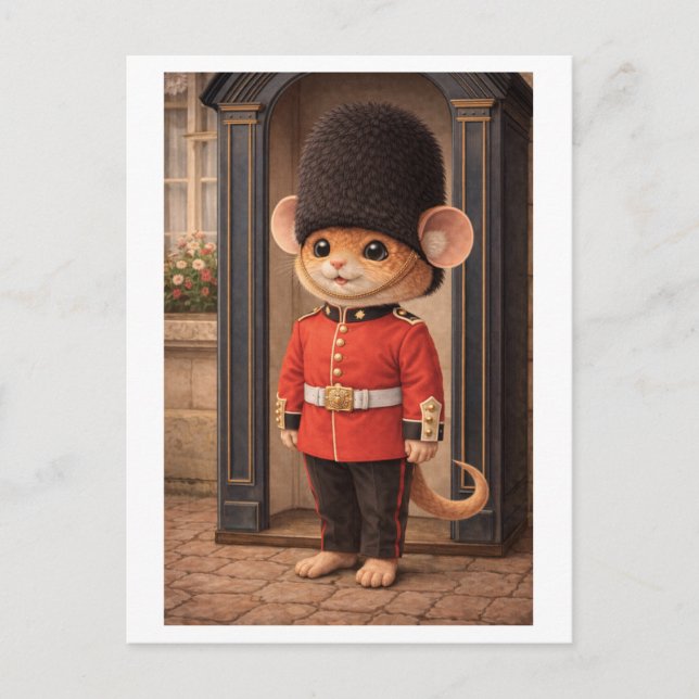 Postal Ratón de carrera como guardia de palacio (Anverso)