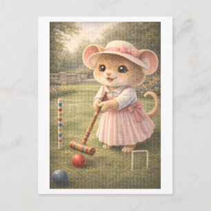 Postal Ratón de carrera como jugador de croquet