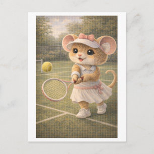 Postal Ratón de carrera como jugador de tenis