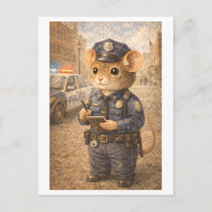 Postal Ratón de carrera como oficial de policía