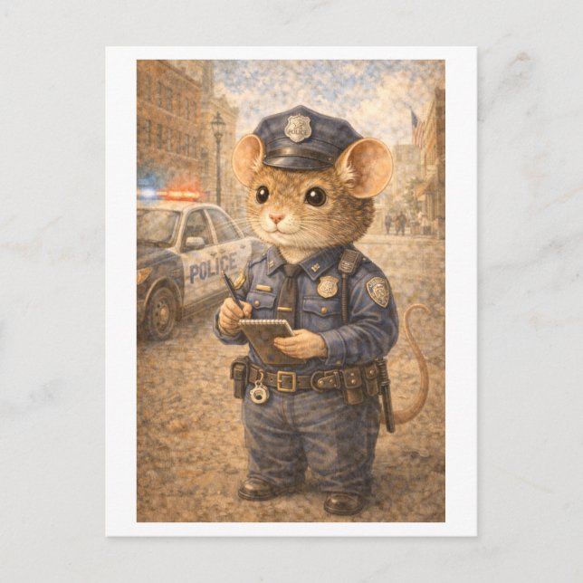 Postal Ratón de carrera como oficial de policía (Anverso)