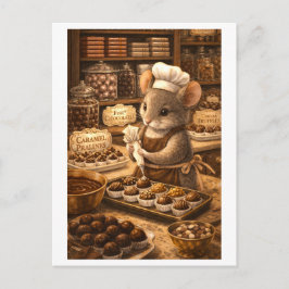 Postal Ratón de carrera en tienda de chocolate