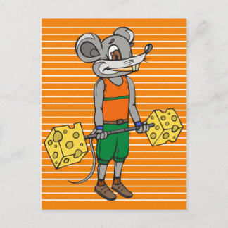 Postal Ratón de elevación de pesas de queso