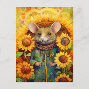 Postal Ratón de Jardín de Girasoles 1 de 17