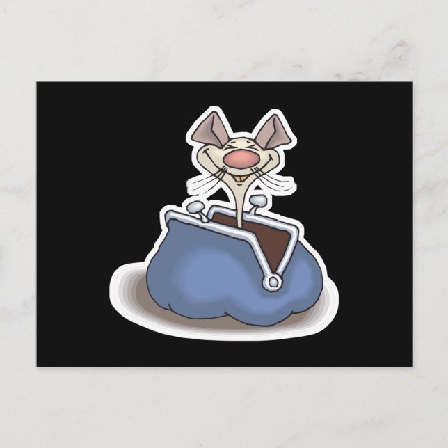 Postal ratón divertido en el monedero de cambio (Anverso)