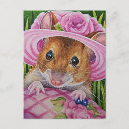 Postal Ratón en Bonnet encontró arte acuarela de huevo ro