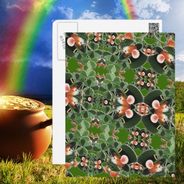 Postal Ratón en Clover Kaleidoscope Día de San Patricio (Mouse in Clover Kaleidoscope St. Patrick's Day Postcard)