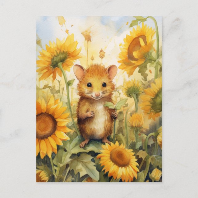 Postal Ratón girasol Jardín 17 de 17 (Anverso)