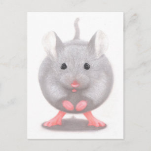 Postal Ratón gris pequeño y lindo