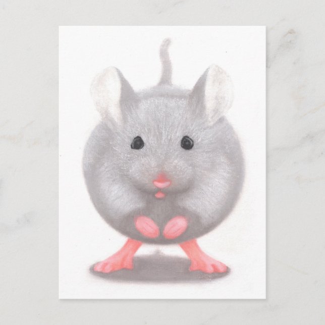 Postal Ratón gris pequeño y lindo (Anverso)