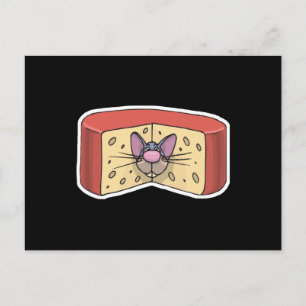 Postal ratón lindo atascado en el queso