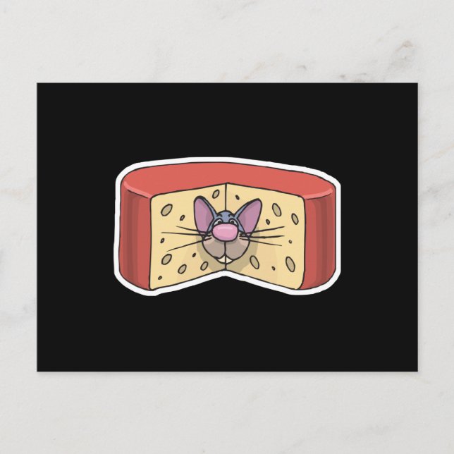 Postal ratón lindo atascado en el queso (Anverso)