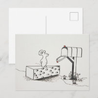 Ratón lindo espera por correo en queso suizo