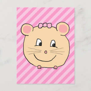 Postal Ratón Personalizado en franjas rosadas.