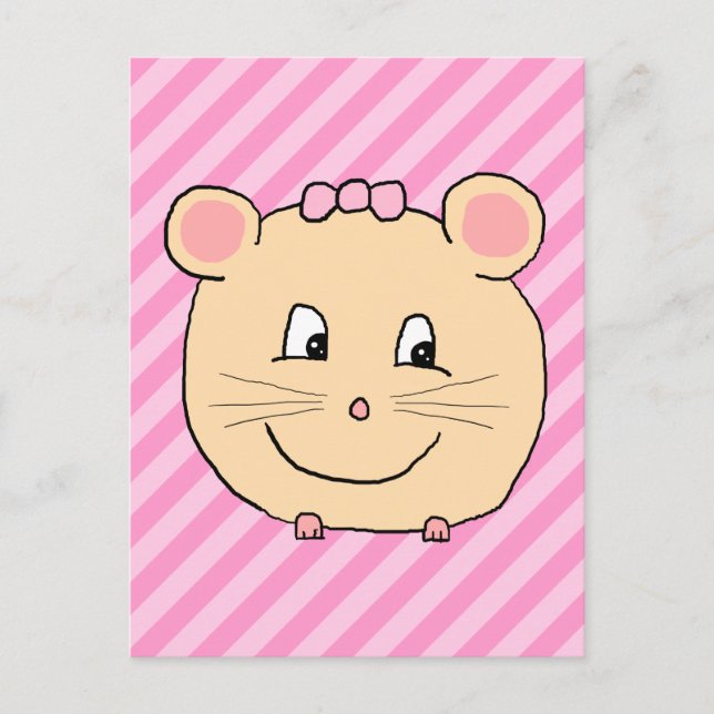 Postal Ratón Personalizado en franjas rosadas. (Anverso)