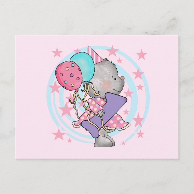 Postal Ratón Primer cumpleaños camisetas y regalos (Anverso)