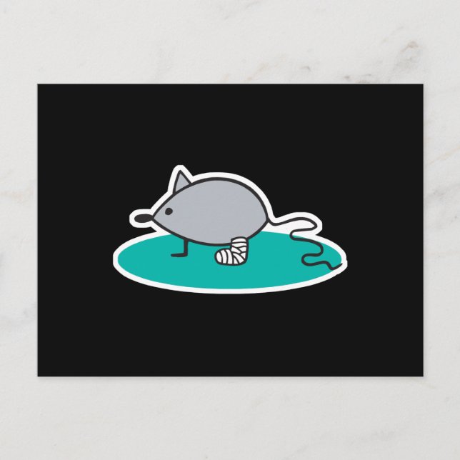 Postal ratón tonto con pierna rota (Anverso)