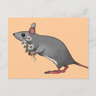 Postal Ratón trayendo flores, Daisies: Arte