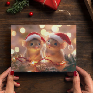 Postal Ratones adorables de Navidad