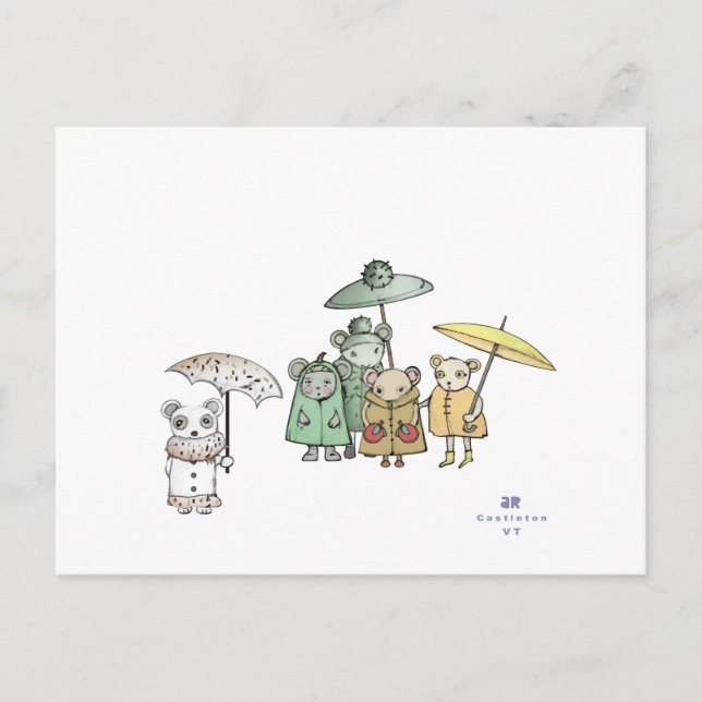 Postal Ratones en la lluvia (Anverso)