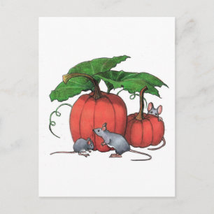 Postal Ratones Y Calabazas: Escena de otoño: Arte