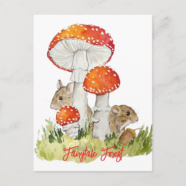 Postal Ratones y setas forestales (Anverso)