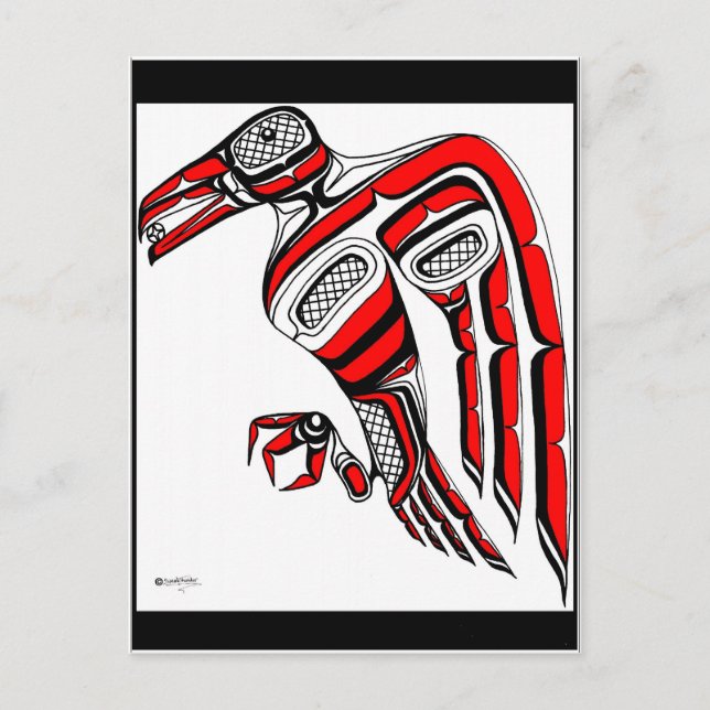 Postal raven con sol (Anverso)