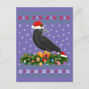 Postal Raven Crow Bird Lover Xmas Santa Hat Ugly Crow