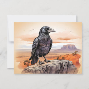 Postal Raven en el acantilado
