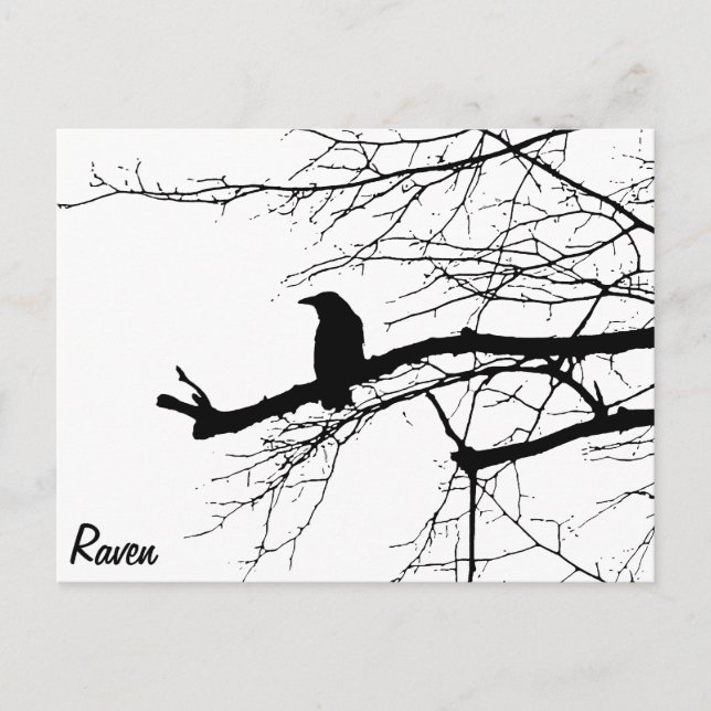 Postal Raven en el árbol (Anverso)