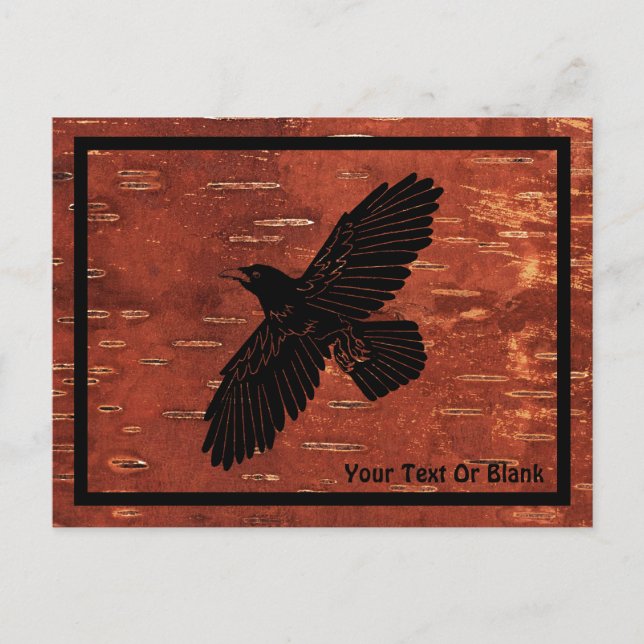 Postal Raven En La Barca Interior De Birch (Anverso)
