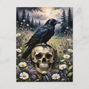 Postal Raven en un cráneo