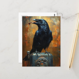 Postal Raven en un teléfono vintage