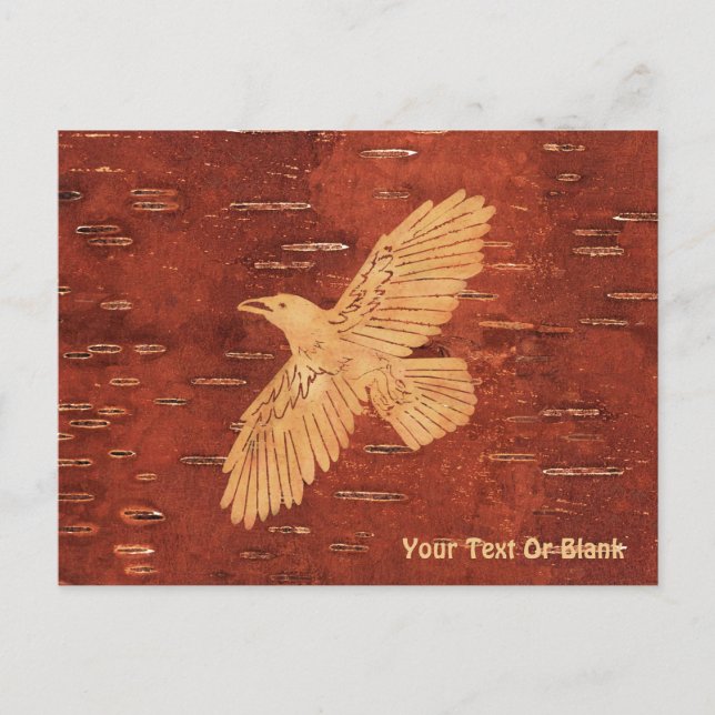 Postal Raven Rústico En La Barquilla De Birch Interior (Anverso)