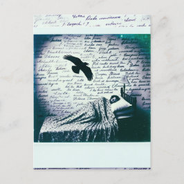 Postal Raven vuela sobre el hombre dormido