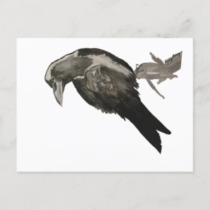 Postal Raven Watercolor Postcard