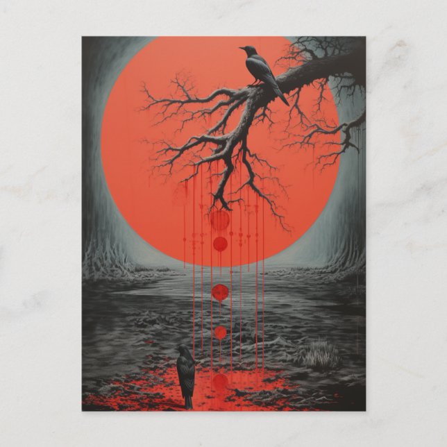 Postal Ravens en negro y rojo (Anverso)